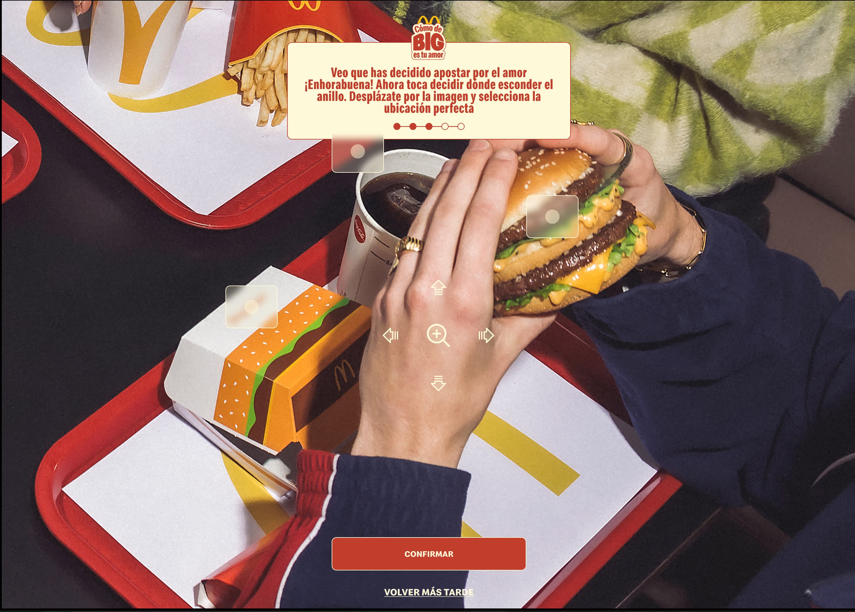 Game where a photo is panned and zoomed to drop a marker on a hidden ring