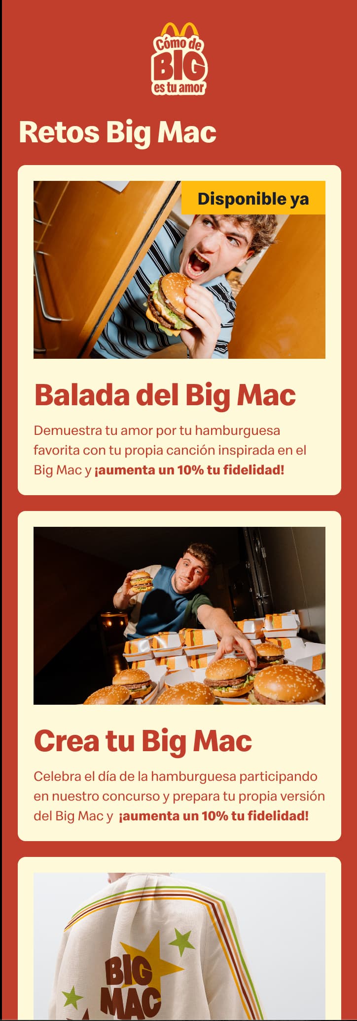 Challenges section with cards for writing a song and building your own burger