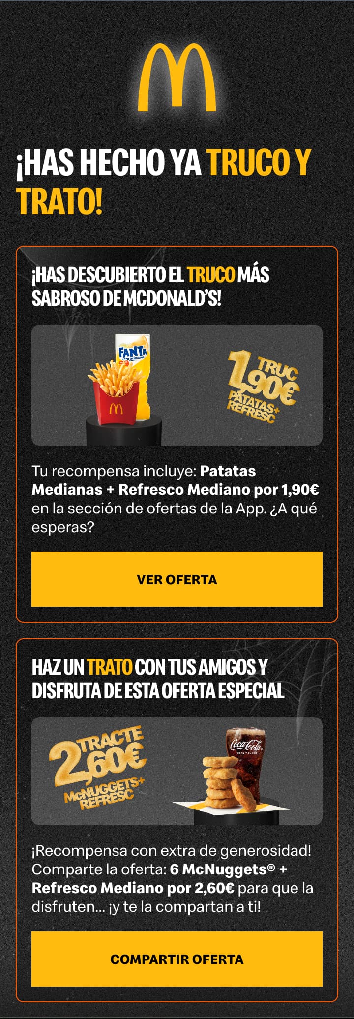 Summary state showing both the claimed trick and the shareable treat