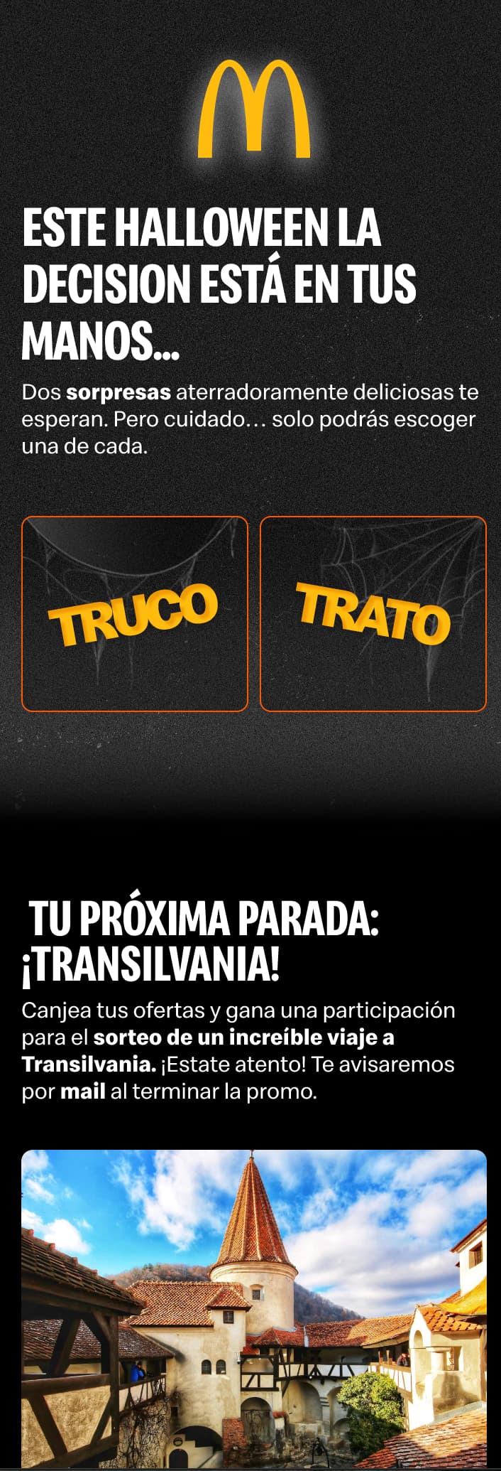 Choice screen with trick and treat side by side, neither chosen yet